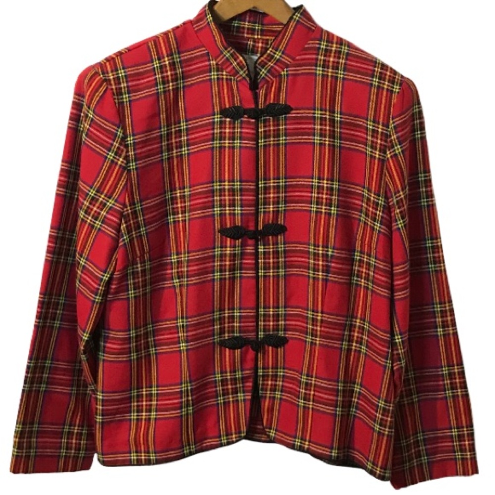 FESTIVE VINTAGE M.H.M Melissa Harper Plaid Blazer Size 14
